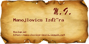 Manojlovics Izóra névjegykártya